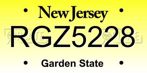 RGZ5228 New Jersey License Plate