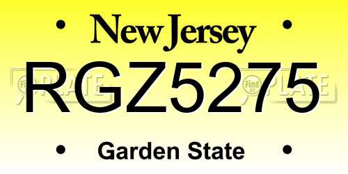 RGZ5275 New Jersey License Plate