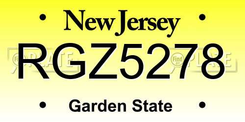 RGZ5278 New Jersey License Plate