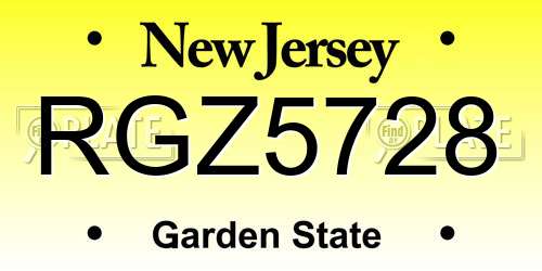 RGZ5728 New Jersey License Plate