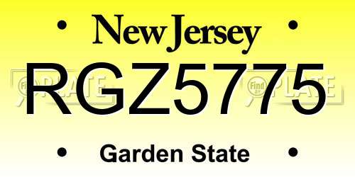 RGZ5775 New Jersey License Plate