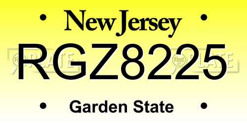 RGZ8225 New Jersey License Plate