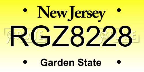 RGZ8228 New Jersey License Plate