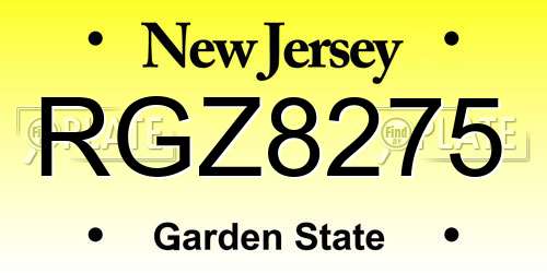 RGZ8275 New Jersey License Plate