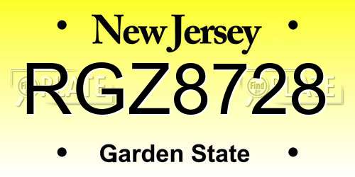 RGZ8728 New Jersey License Plate