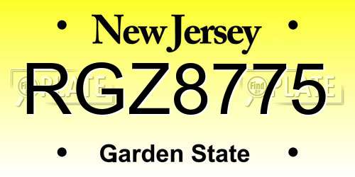RGZ8775 New Jersey License Plate