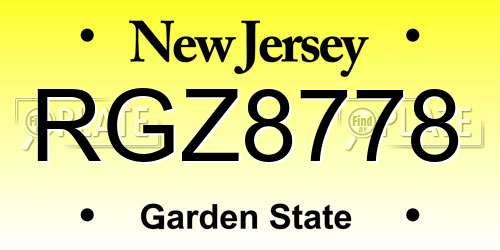 RGZ8778 New Jersey License Plate