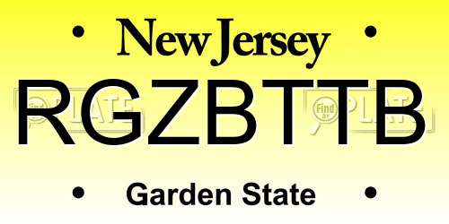 RGZBTTB New Jersey License Plate