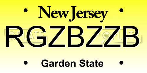 RGZBZZB New Jersey License Plate
