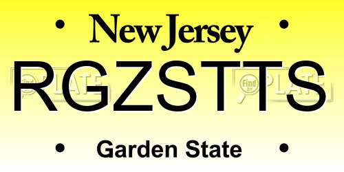 RGZSTTS New Jersey License Plate