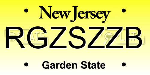 RGZSZZB New Jersey License Plate