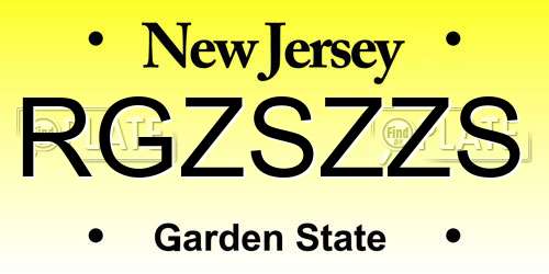RGZSZZS New Jersey License Plate