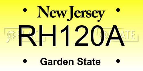RH120A New Jersey License Plate