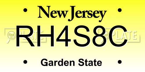RH4S8C New Jersey License Plate