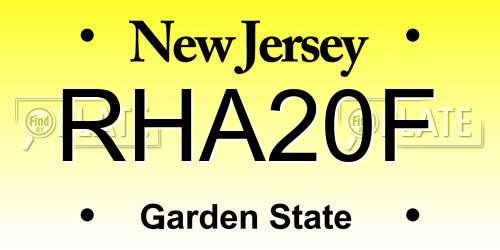 RHA20F New Jersey License Plate