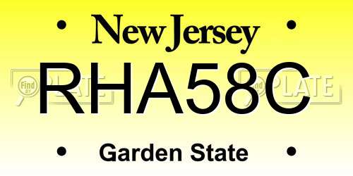 RHA58C New Jersey License Plate