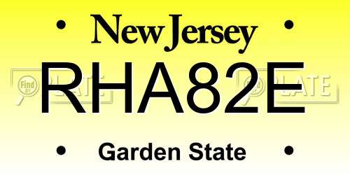 RHA82E New Jersey License Plate