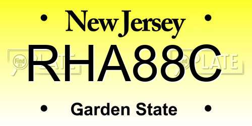 RHA88C New Jersey License Plate