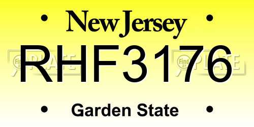 RHF3176 New Jersey License Plate