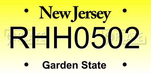 RHH0502 New Jersey License Plate
