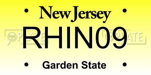 RHIN09 New Jersey License Plate