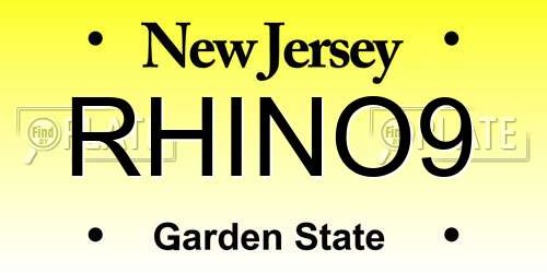 RHINO9 New Jersey License Plate