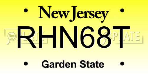 RHN68T New Jersey License Plate