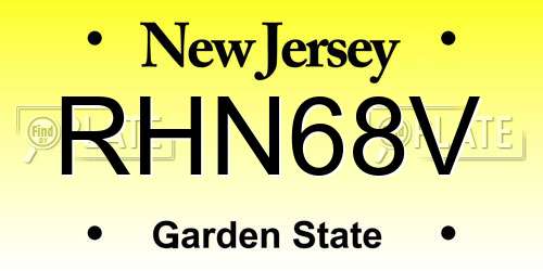 RHN68V New Jersey License Plate