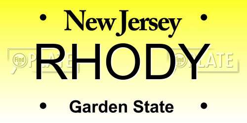 RHODY New Jersey License Plate