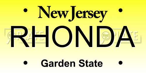 RHONDA New Jersey License Plate