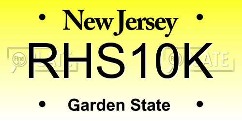 RHS10K New Jersey License Plate