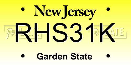 RHS31K New Jersey License Plate