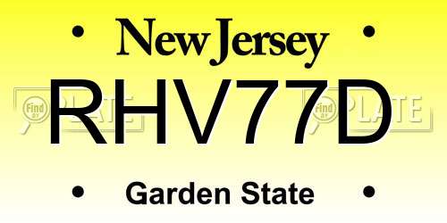 RHV77D New Jersey License Plate