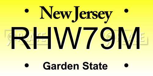 RHW79M New Jersey License Plate