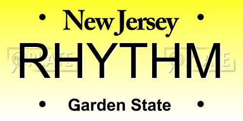 RHYTHM New Jersey License Plate