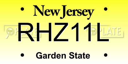 RHZ11L New Jersey License Plate
