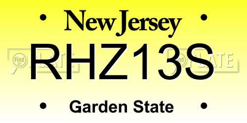 RHZ13S New Jersey License Plate