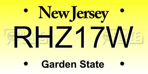 RHZ17W New Jersey License Plate