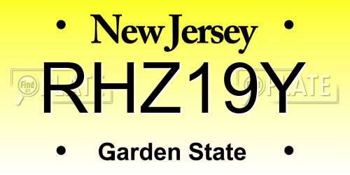 RHZ19Y New Jersey License Plate