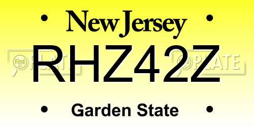 RHZ42Z New Jersey License Plate
