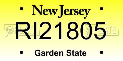 RI21805 New Jersey License Plate