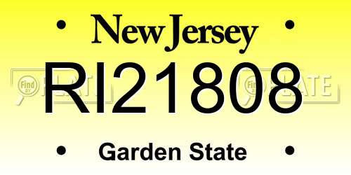 RI21808 New Jersey License Plate