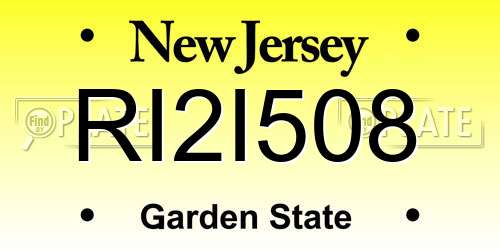RI2I508 New Jersey License Plate