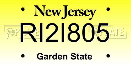 RI2I805 New Jersey License Plate