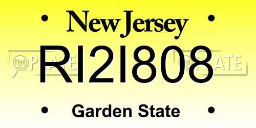 RI2I808 New Jersey License Plate