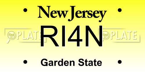 RI4N New Jersey License Plate