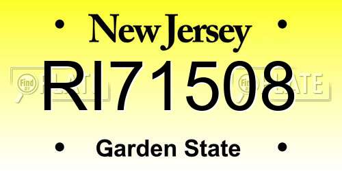 RI71508 New Jersey License Plate