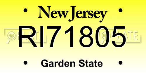 RI71805 New Jersey License Plate