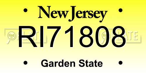 RI71808 New Jersey License Plate