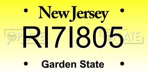RI7I805 New Jersey License Plate